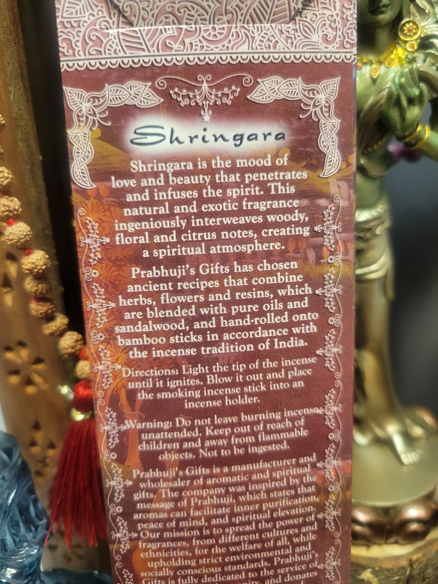Shringara - Citronella, Patchouli & Geranium Prabhuji's Gifts Incense