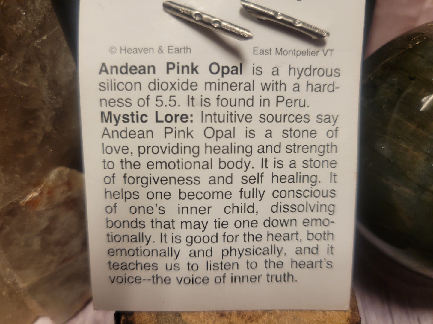 Andean Pink Opal Heaven & Earth Pendant