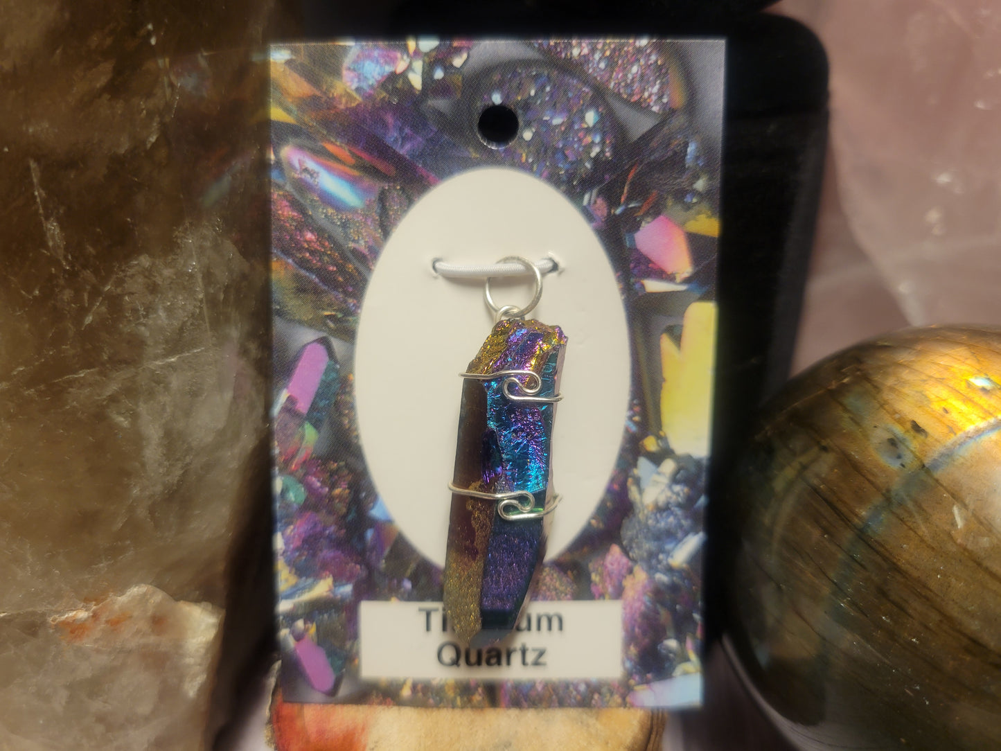 Titanium Aura Quartz Heaven & Earth Pendant