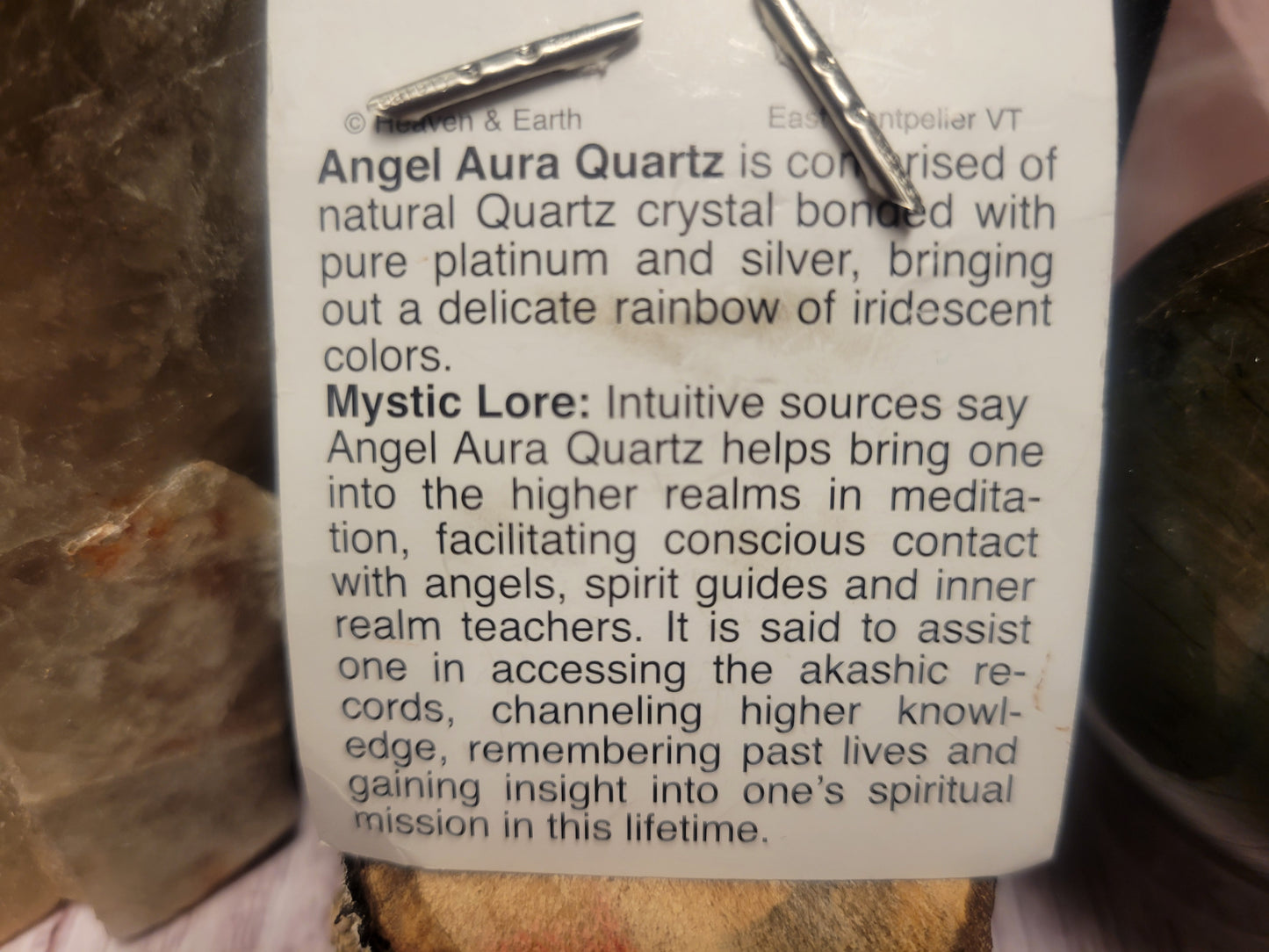 Angel Aura Quartz (Point) Heaven & Earth Pendant