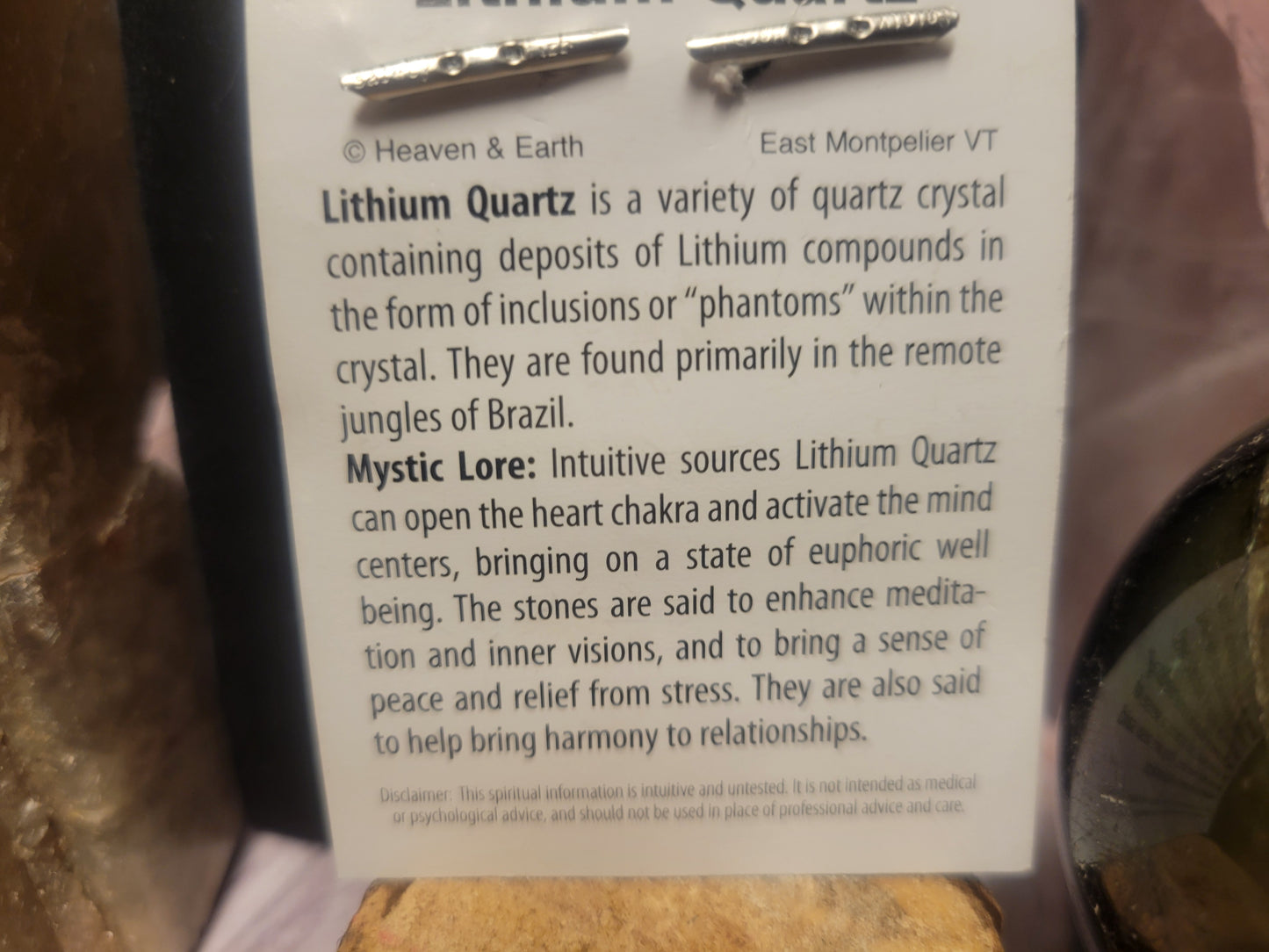 Lithium Quartz Heaven & Earth Pendant