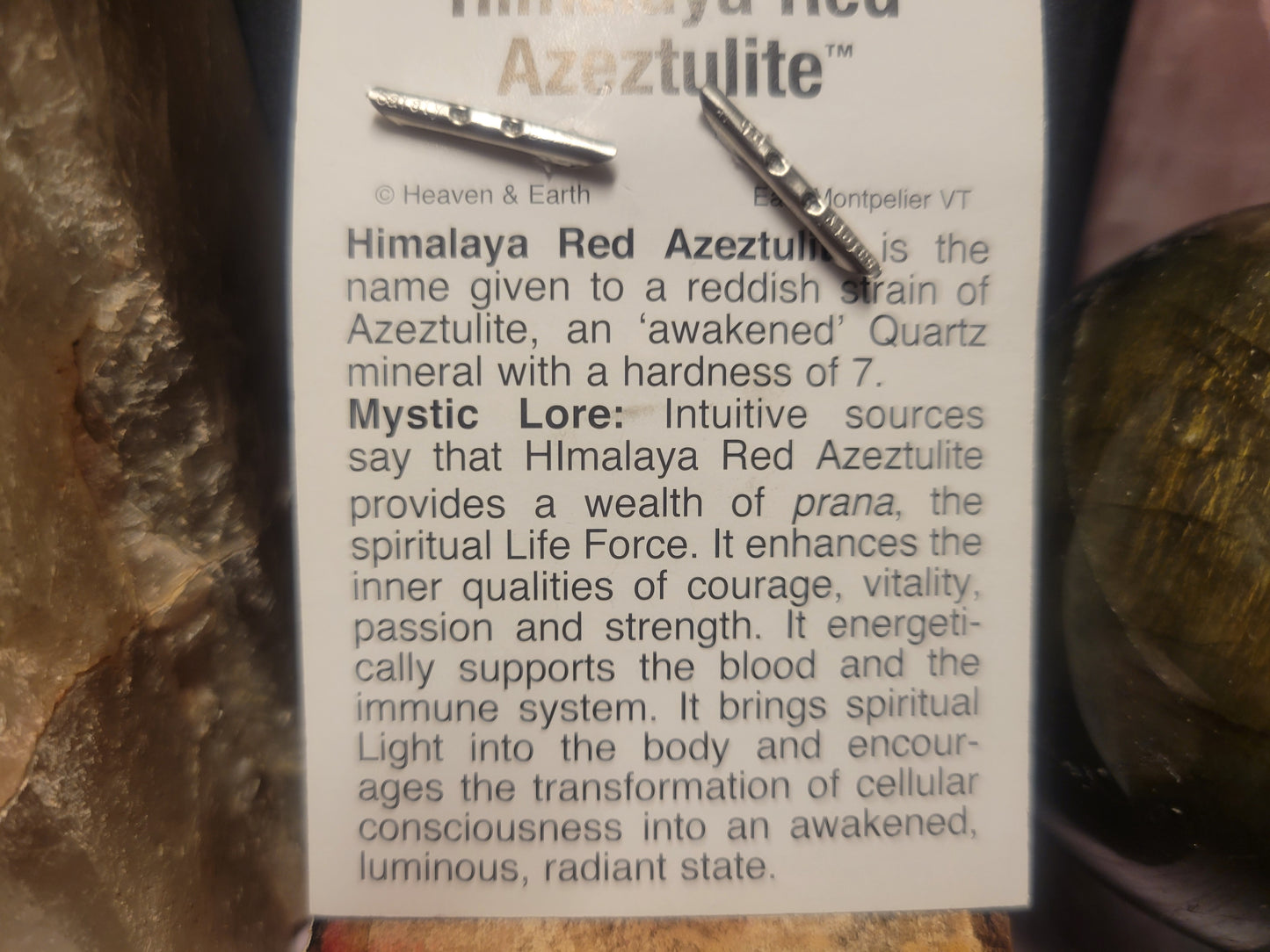 Himalayan Red Azeztulite Heaven & Earth Pendant
