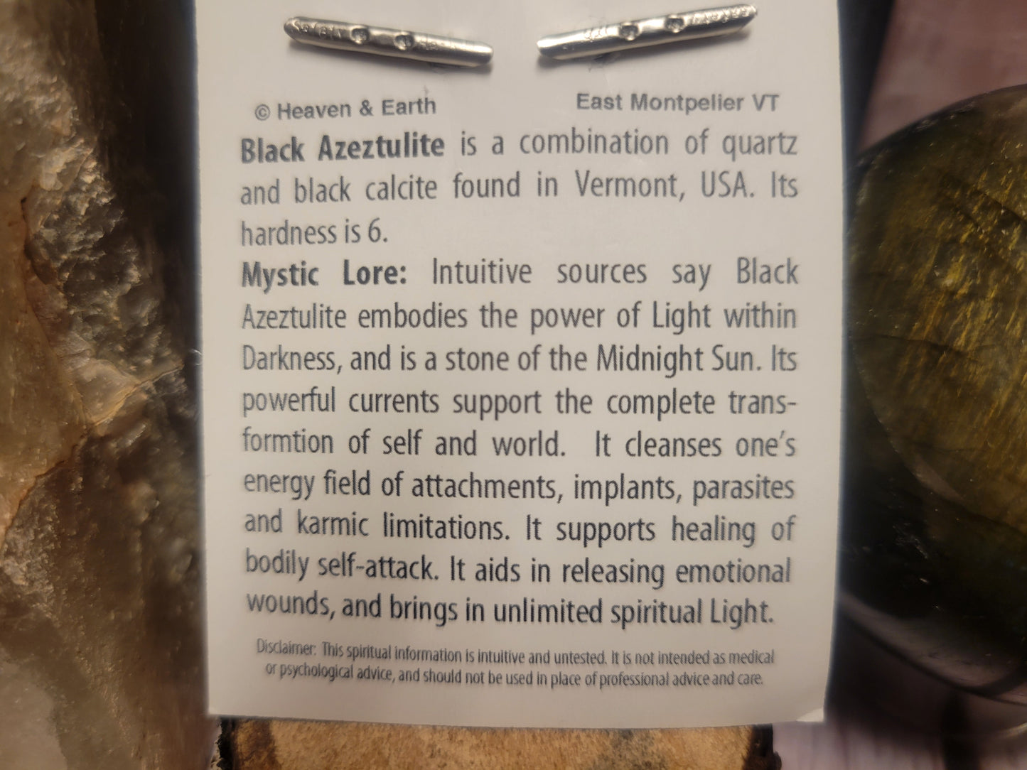 Black Azeztulite Heaven & Earth Pendant