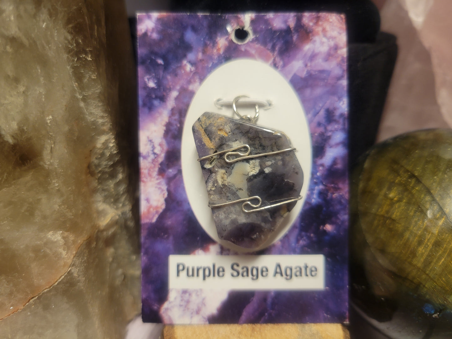Purple Sage Agate Heaven & Earth Pendant