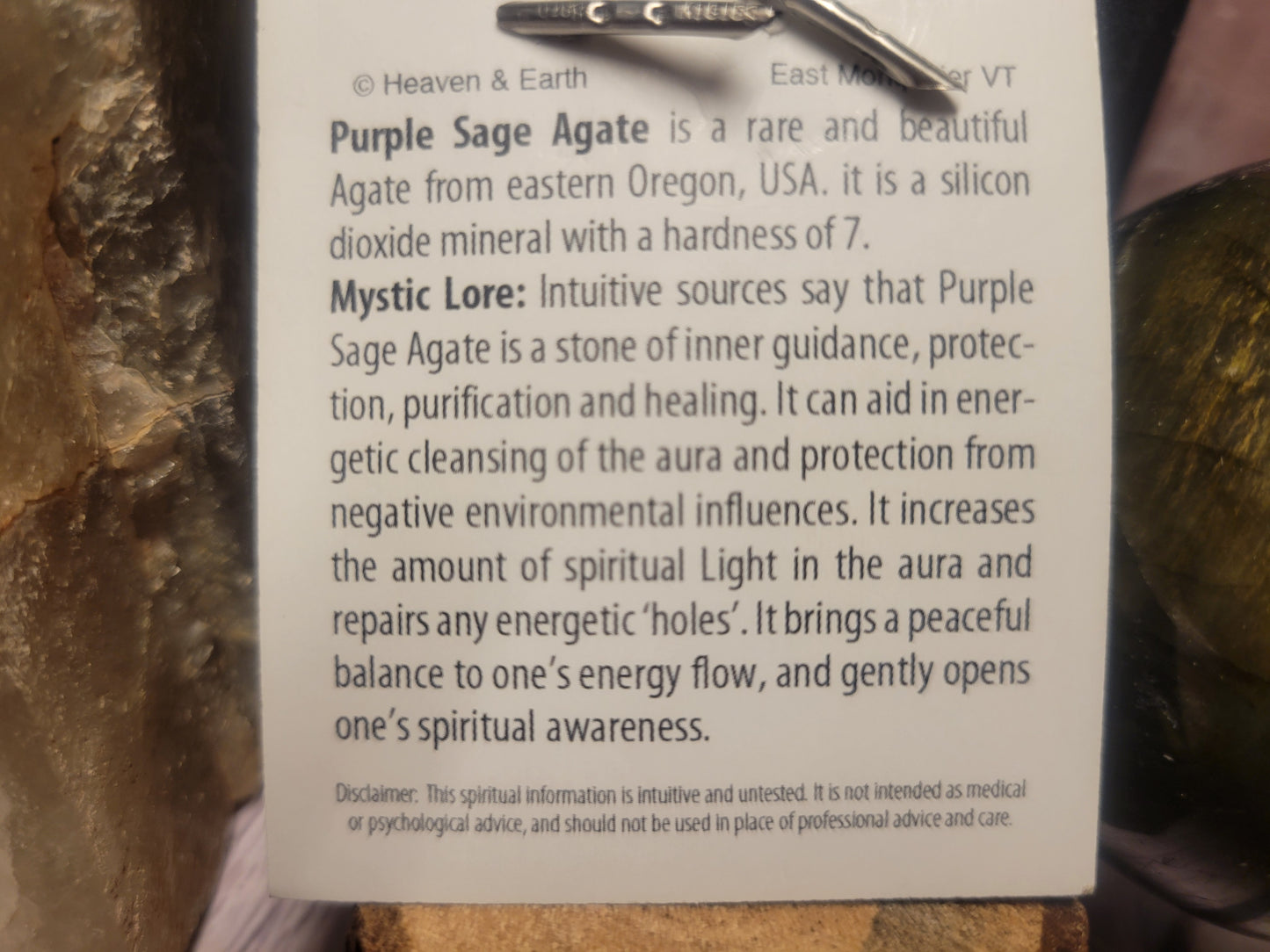 Purple Sage Agate Heaven & Earth Pendant
