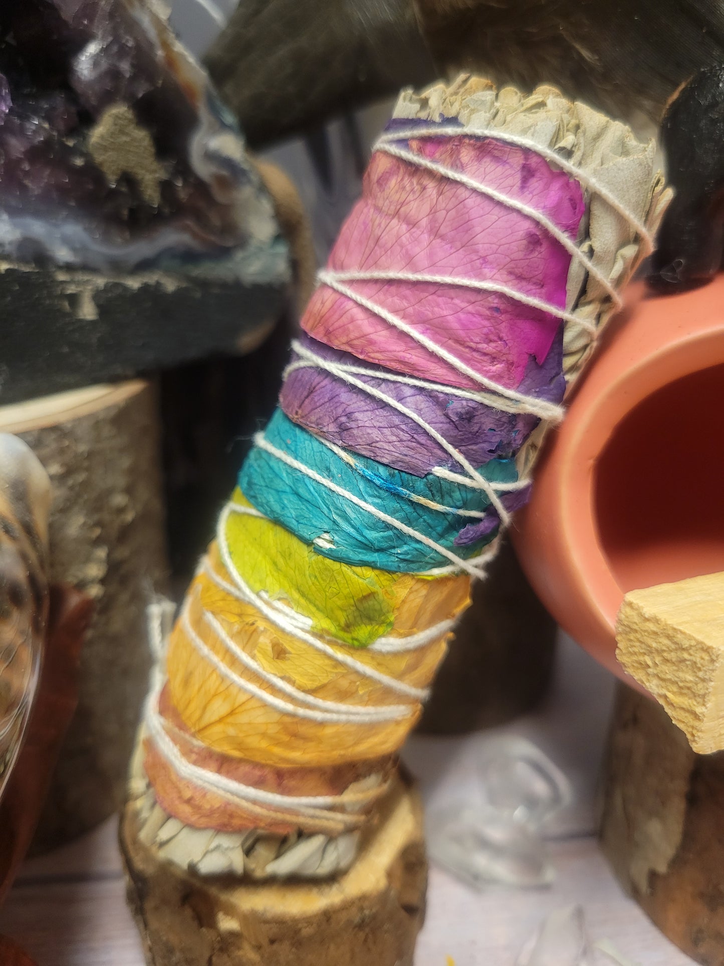 White Sage & Chakra Rose 4in