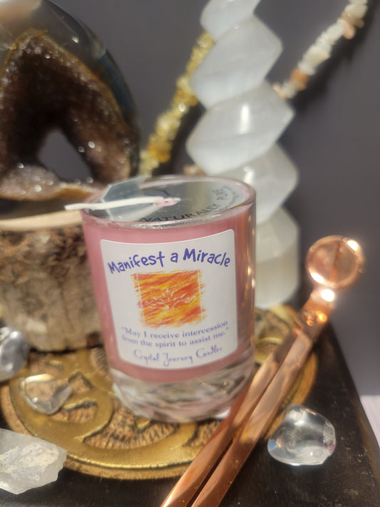 Manifest a Miracle Crystal Journey Glass Votive