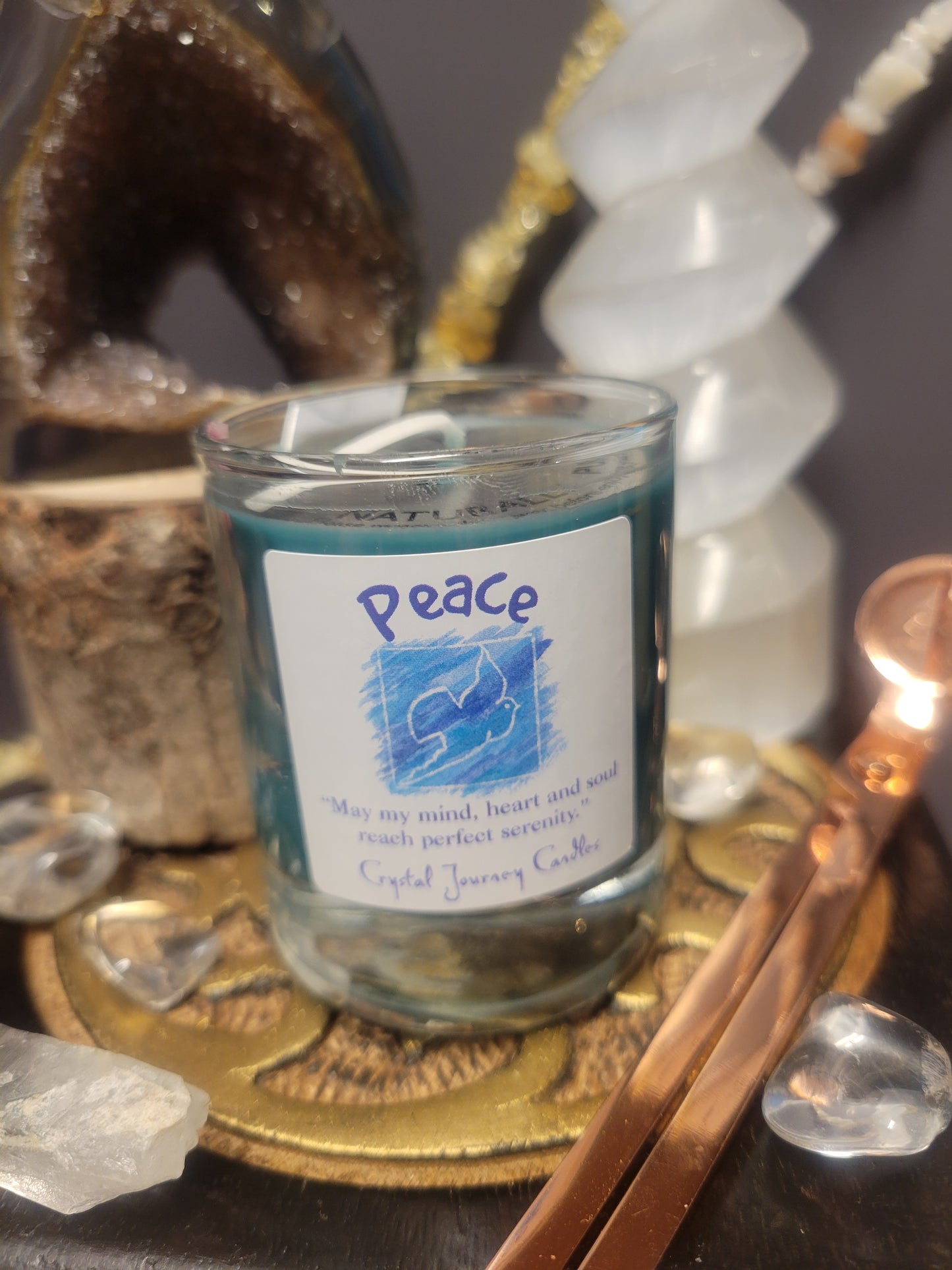 Peace Crystal Journey Glass Votive