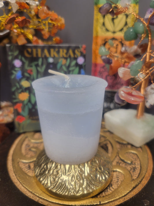 Throat Chakra Crystal Journey Votive