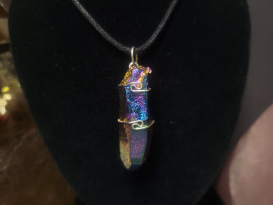 Titanium Aura Quartz Heaven & Earth Pendant