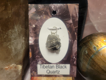 Tibetan Black Quartz Heaven & Earth Pendant