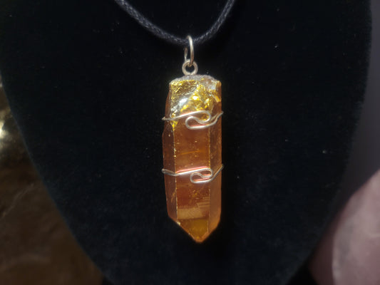 Golden Aura Quartz Heaven & Earth Pendant