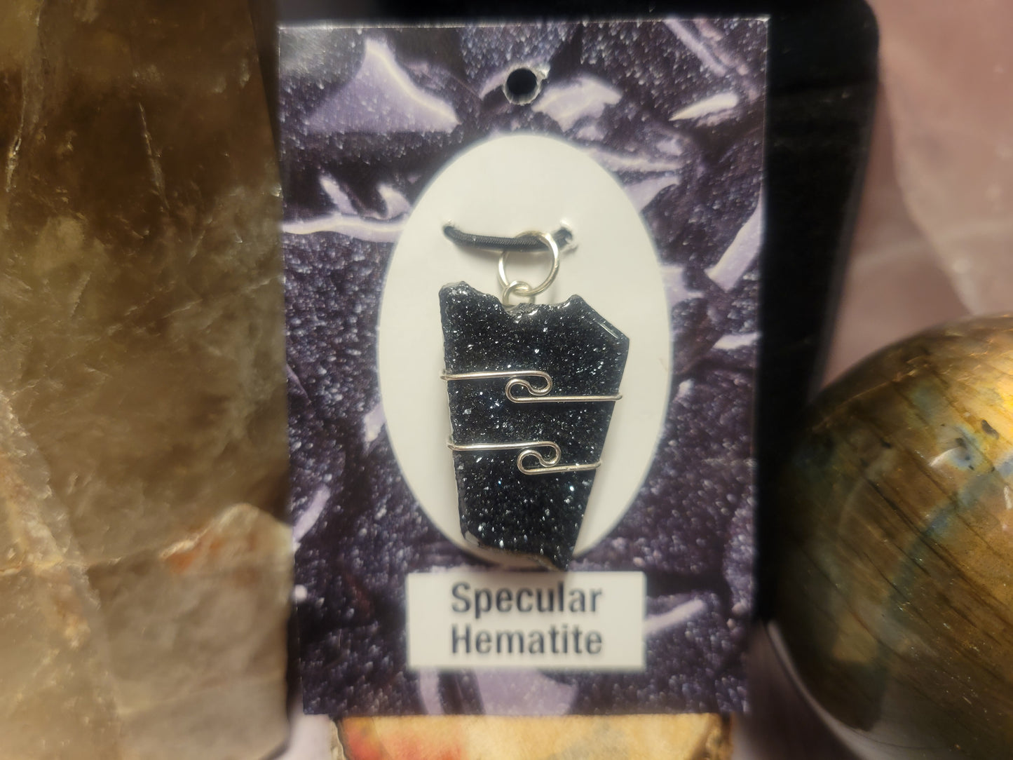 Specular Hematite Heaven & Earth Pendant