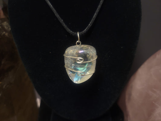 Angel Aura Quartz Heaven & Earth Pendant