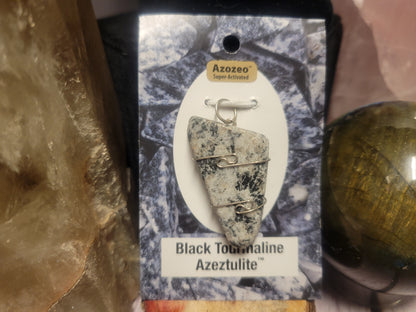 Black Tourmaline Azeztulite Heaven & Earth Pendant
