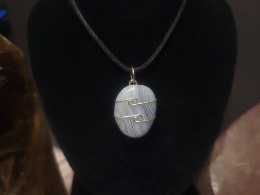 Blue Lace Agate Heaven & Earth Pendant