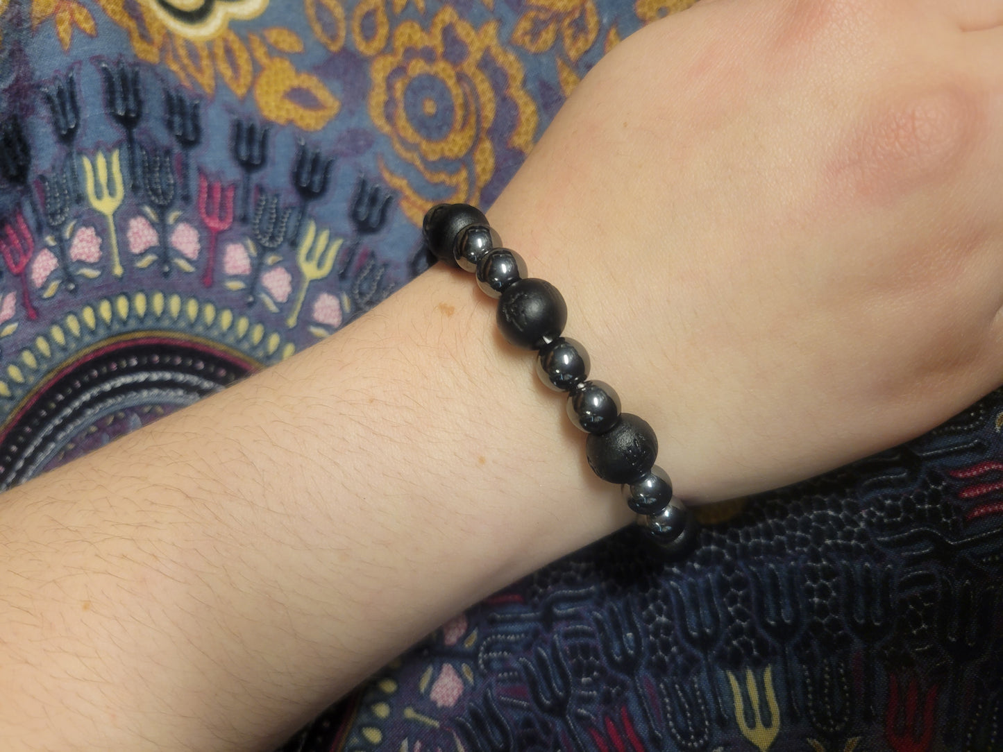 Happiness & Strength Hematite Karmalogy Bracelet - Black