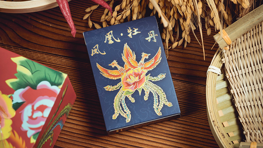Phoenix and Peony Blue Playing Cards