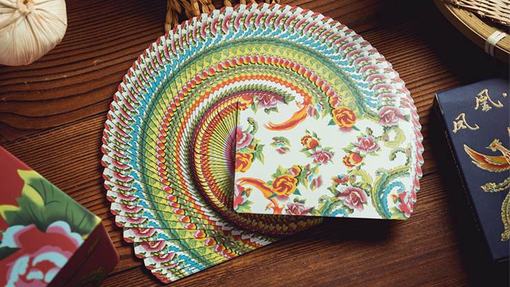 Phoenix and Peony Blue Playing Cards