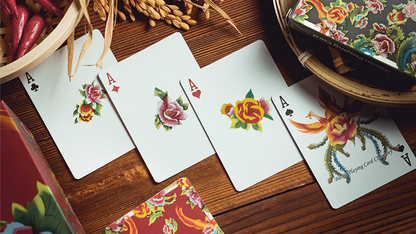 Phoenix and Peony Blue Playing Cards