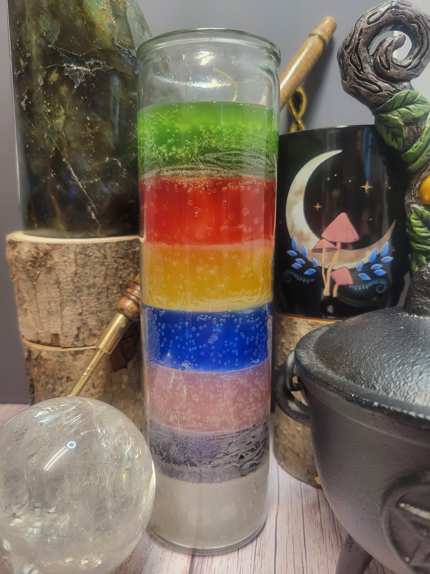 Rainbow 7 Day Candle