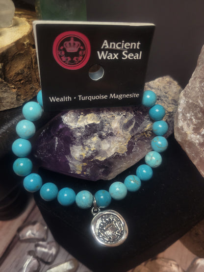 Wealth Turquoise Magnesite Wax Seal Bracelet